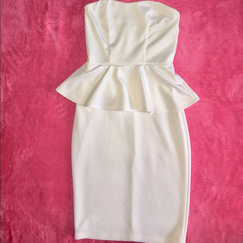 White Charlotte Russe Small Peplum Midi Dress