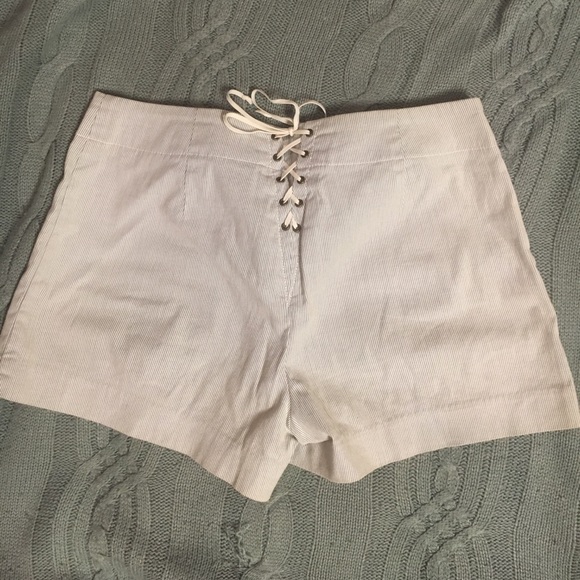 Striped Shorts with Lace Detail - Picture 1 of 4
