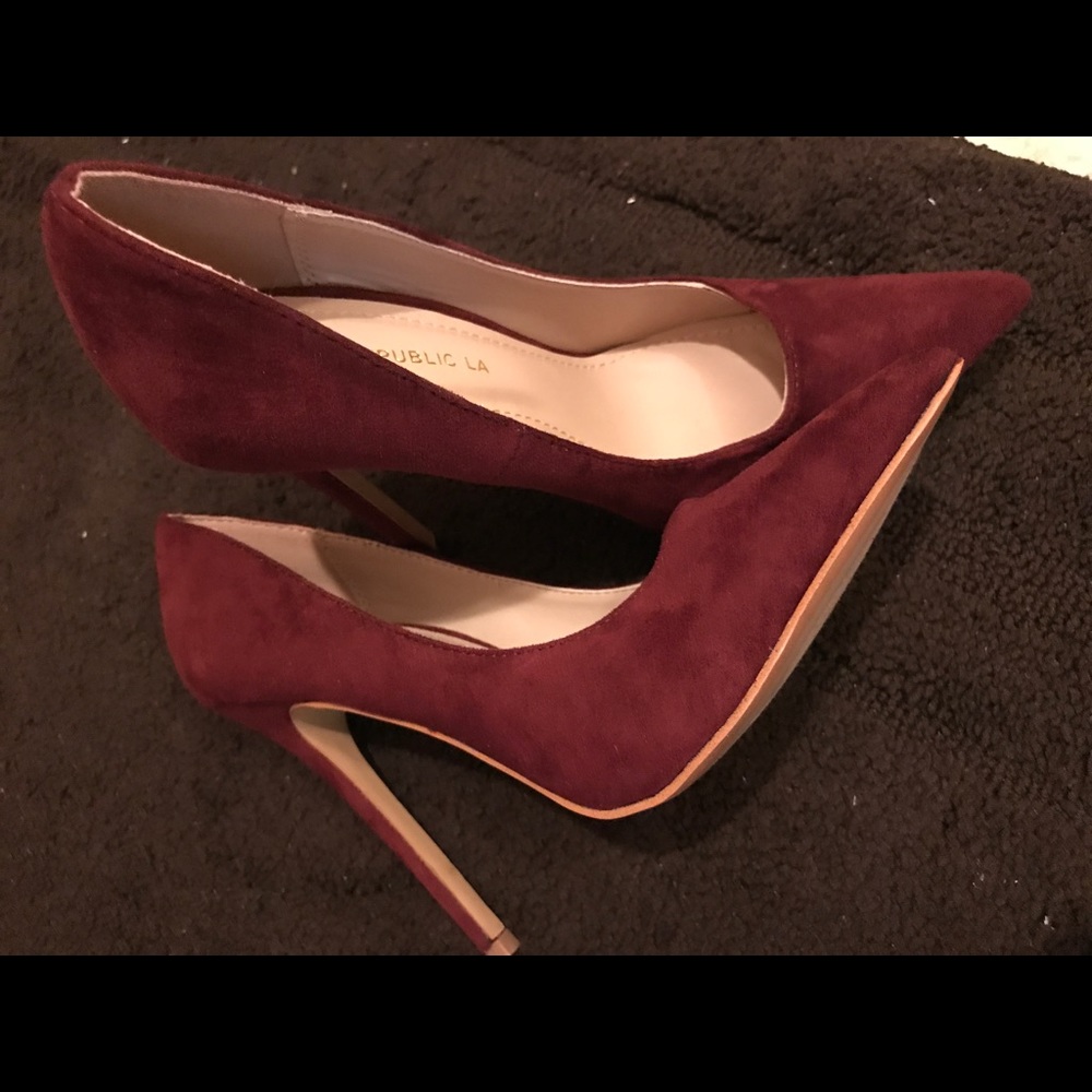 Burgundy Pointed Toe Heels