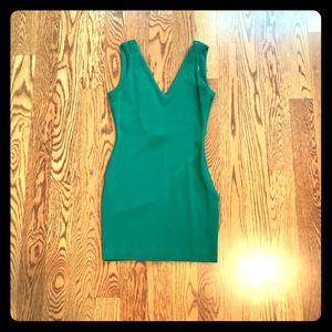 Green mini dress with back zipper detail