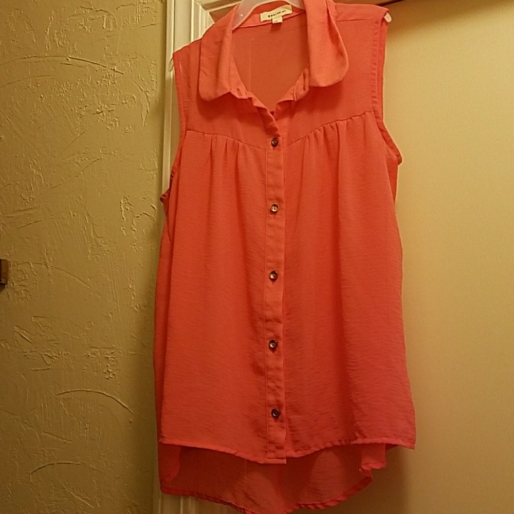 Coral button up blouse
