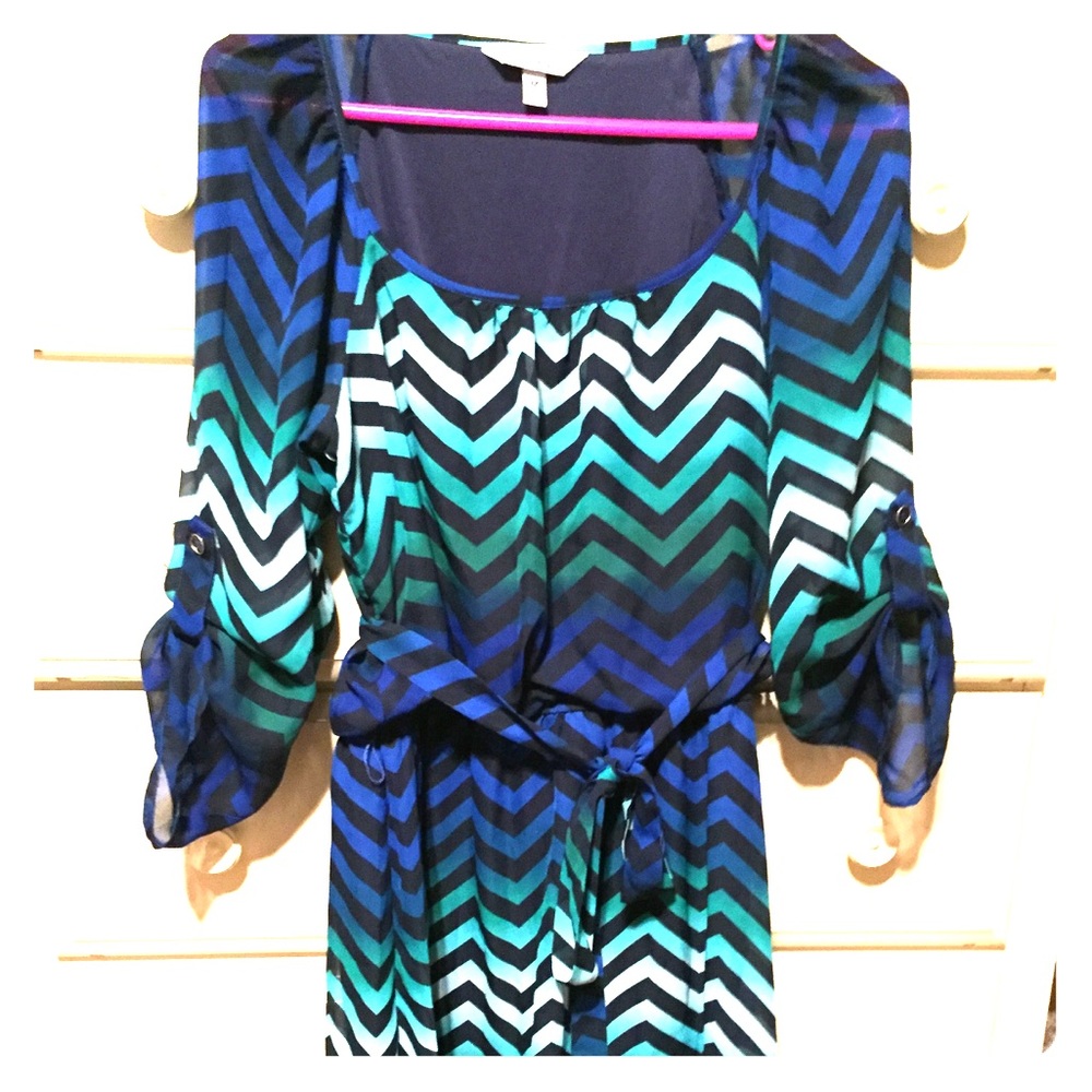 Totally Cute Green/Blue Chevron Dress! 👗🎉💕