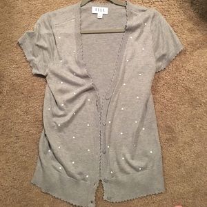 Grey & White Polka Dot Elle Short Sleeve Cardigan Grey & White Polka Dot Elle Short Sleeve Cardigan