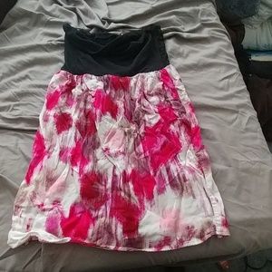 Floral dress with black stripe. Not my style anymo