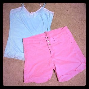Pink high waisted shorts Pink high waisted shorts