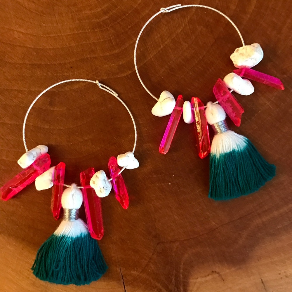 Sahil Festival Earrings - tassels, crystals, hoops