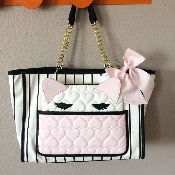 Betsey Johnson sleepy cat pouch tote - Picture 2 of 6