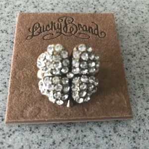 LUCKY BRAND Rhinestone Antique Gold Clover RING LUCKY BRAND Rhinestone Antique Gold Clover RING