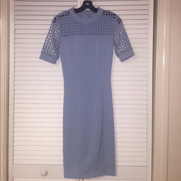 Dresses Powder Blue Midi Dress With Grid Details Poshmark