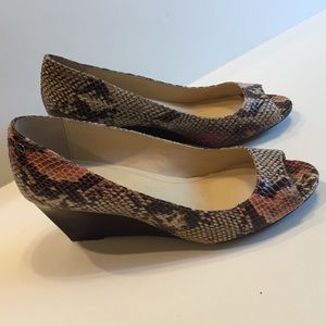 Calvin Klein $75 Leather Snakeskin Embossed Wedge Calvin Klein $75 Leather Snakeskin Embossed Wedge