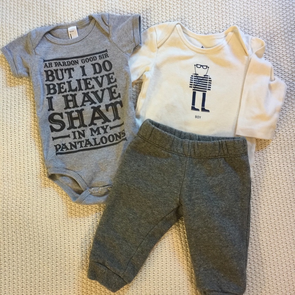Bundle of baby boy onesies and pants sz 3-6 months