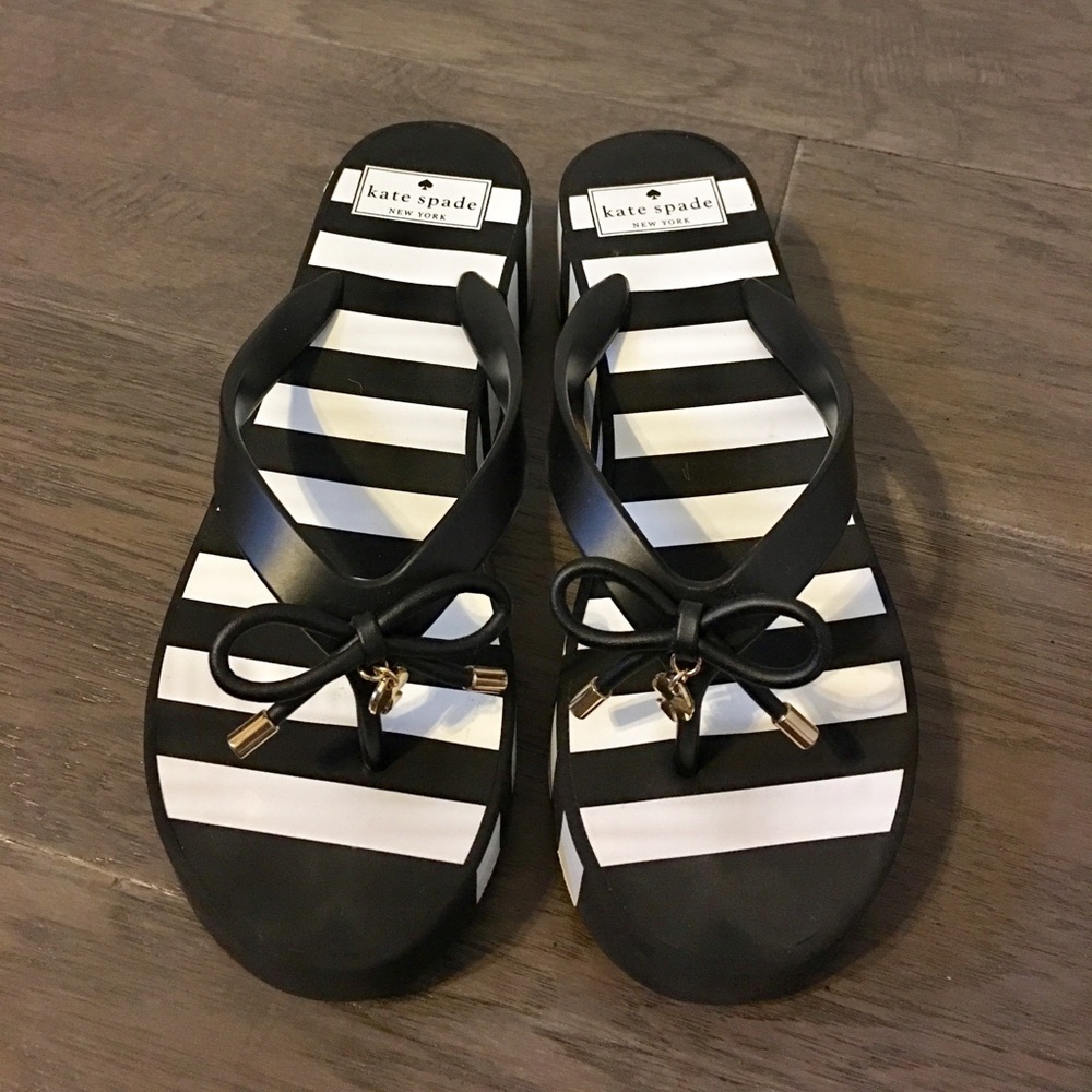 Kate Spade black and white wedge sandals