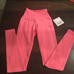 NWT Beyond Yoga neon coral leggings- Pure Barre