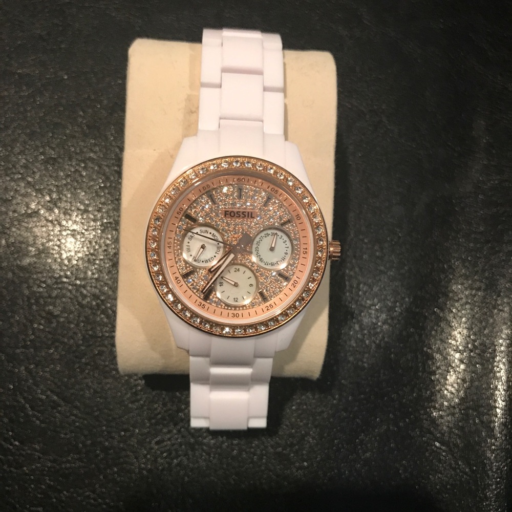 White and Rose gold watch