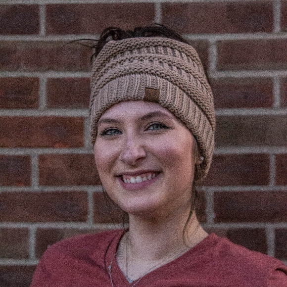 Tan Ponytail Beanie - Picture 2 of 3