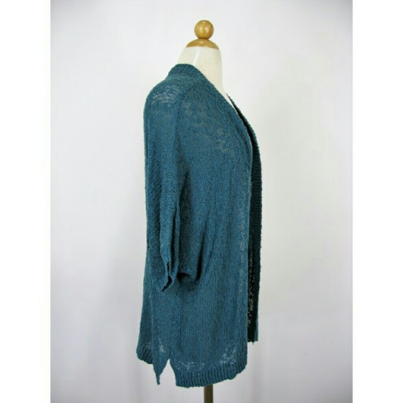 Sun & Shadow Teal Slub Knit Open Cardigan NWT - Picture 2 of 4