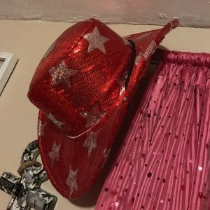 Red with silver stars cowboy hat