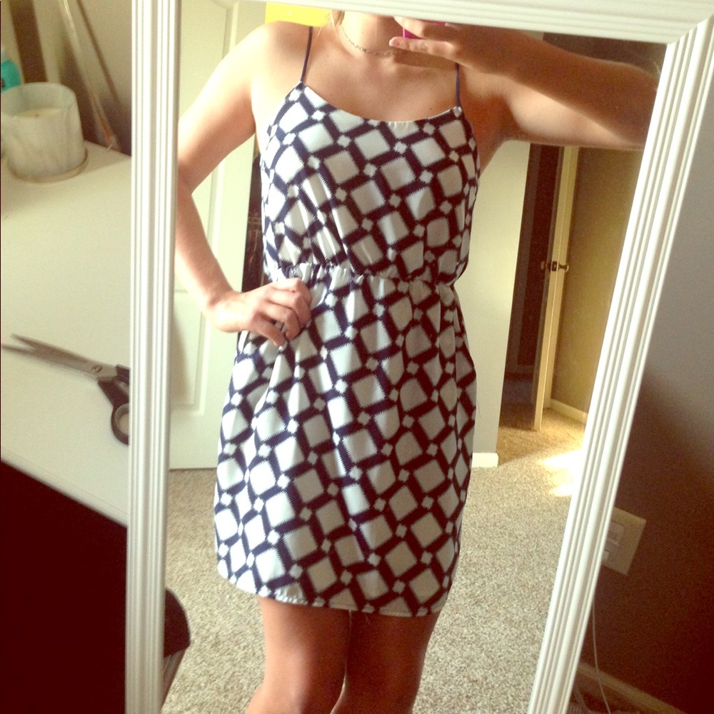 Blue and white dress