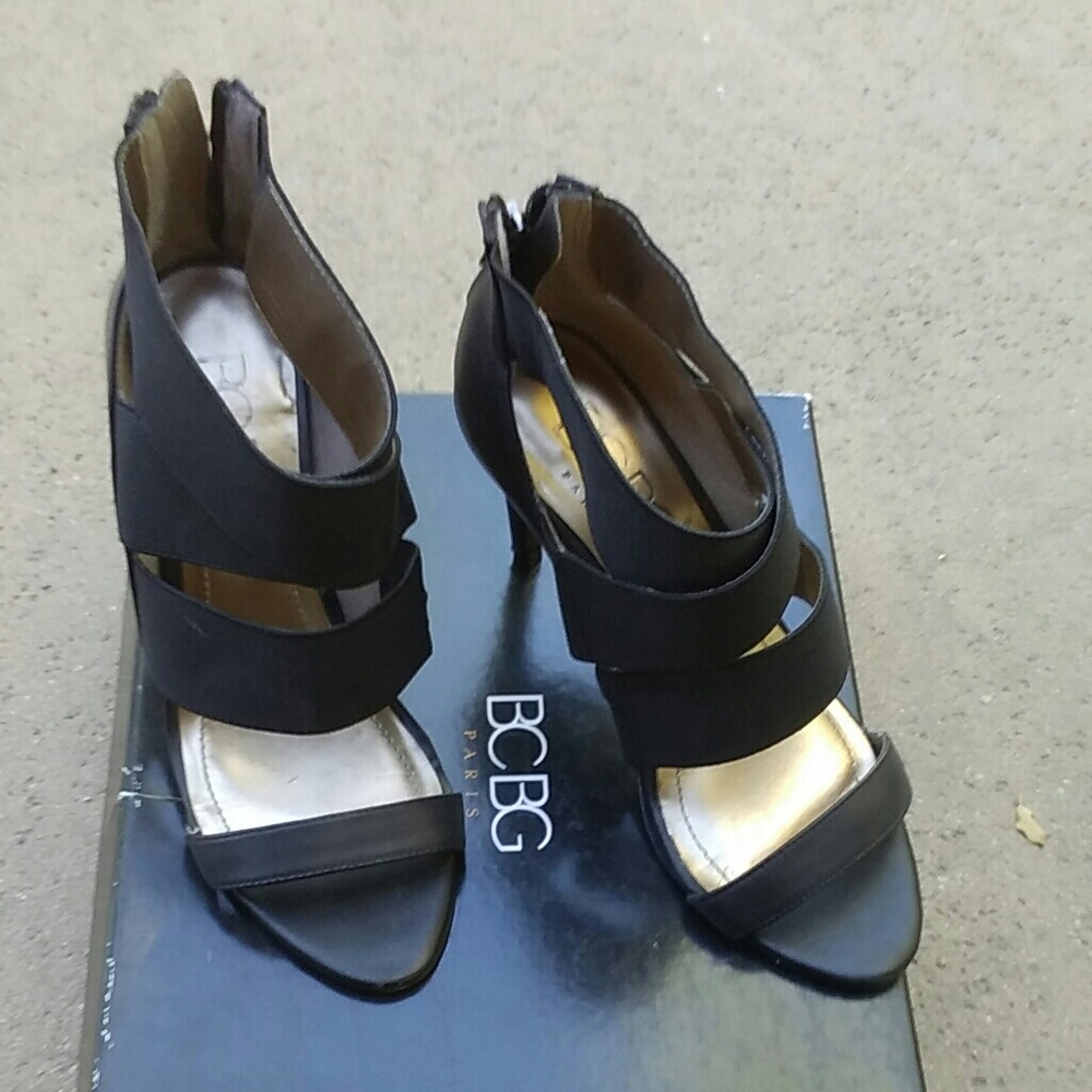 BCBG Black strap heels