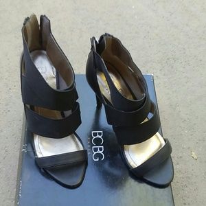 BCBG Black strap heels