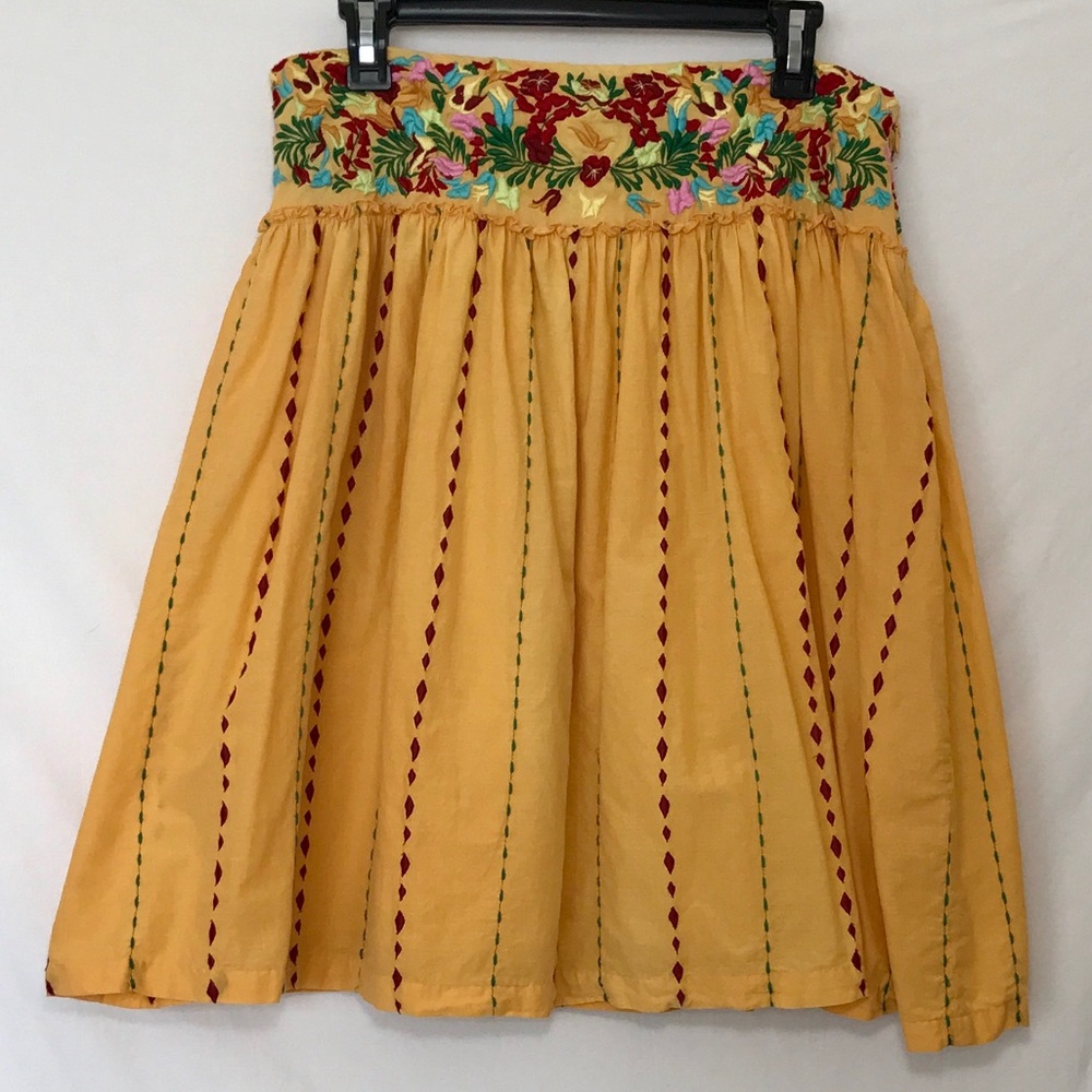 Grace Elements Yellow Embroidered Skirt Size 12
