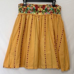 Grace Elements Yellow Embroidered Skirt Size 12