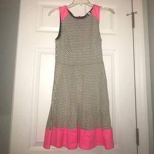 Black/White/Hot Pink Flounce Dress
