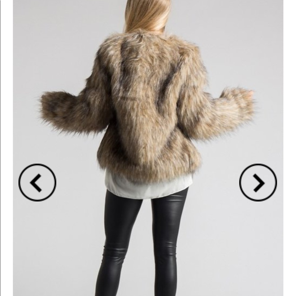 LAST ONE LARGE Faux Fur Coat- BROWN - Picture 5 of 7