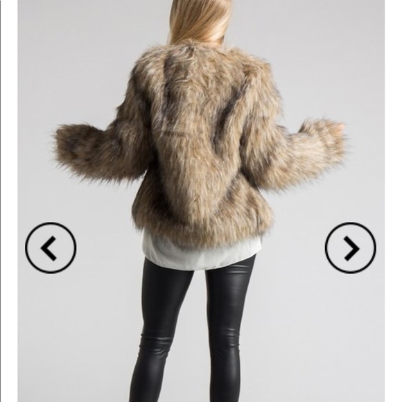 LAST ONE LARGE Faux Fur Coat- BROWN - Picture 5 of 7