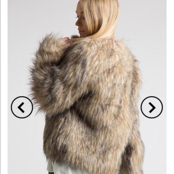 LAST ONE LARGE Faux Fur Coat- BROWN - Picture 6 of 7