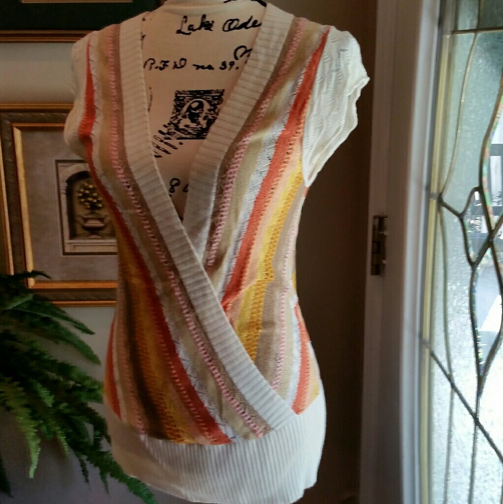 DKNY JEANS Faux Wrap Knit Vest