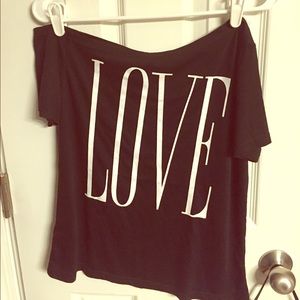 Off the shoulder LOVE top