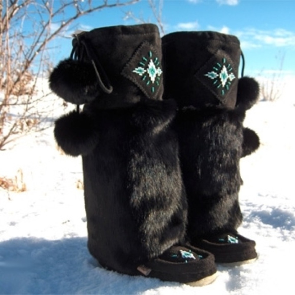 Black fur Mukluks Tall Boot