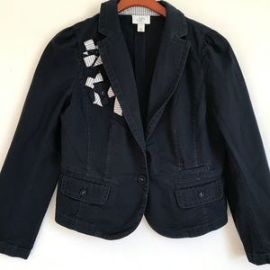 Ann Taylor LOFT Blue Nautical Jacket 12 Petite Ann Taylor LOFT Blue Nautical Jacket 12 Petite