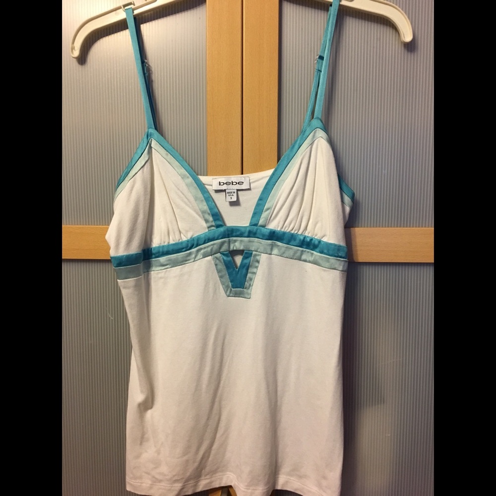 Bebe white and blue top