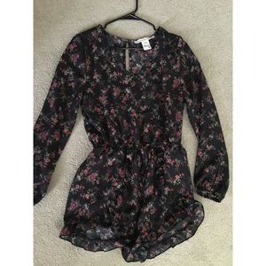 Black and red floral romper