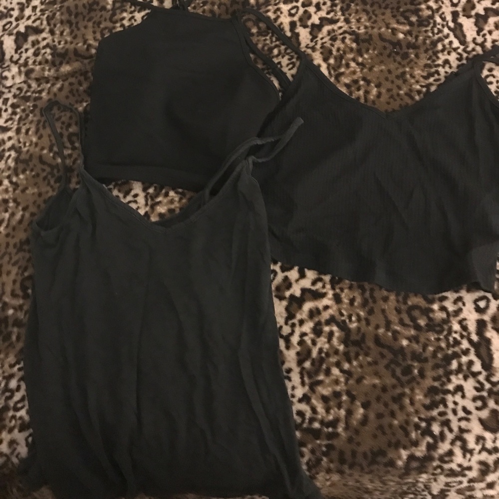 Brandy Melville 3 black crop tanks