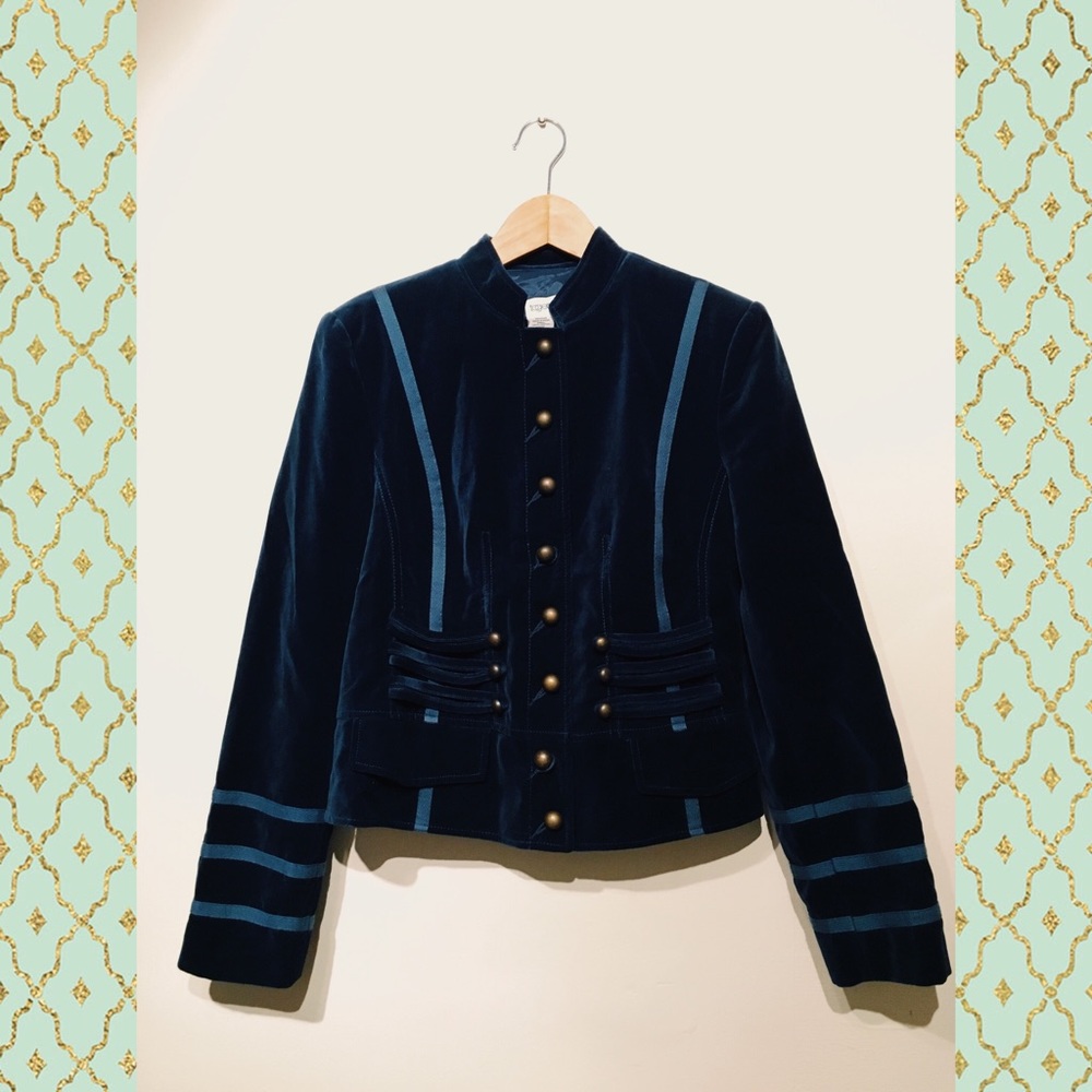 Teal Velvet Military Corset Styled Women’s Blazer