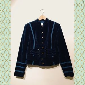Teal Velvet Military Corset Styled Women’s Blazer