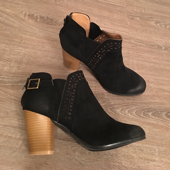 Black Distressed Ankle Bootie - Picture 2 of 8