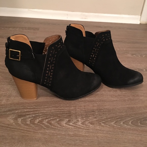 Black Distressed Ankle Bootie - Picture 3 of 8