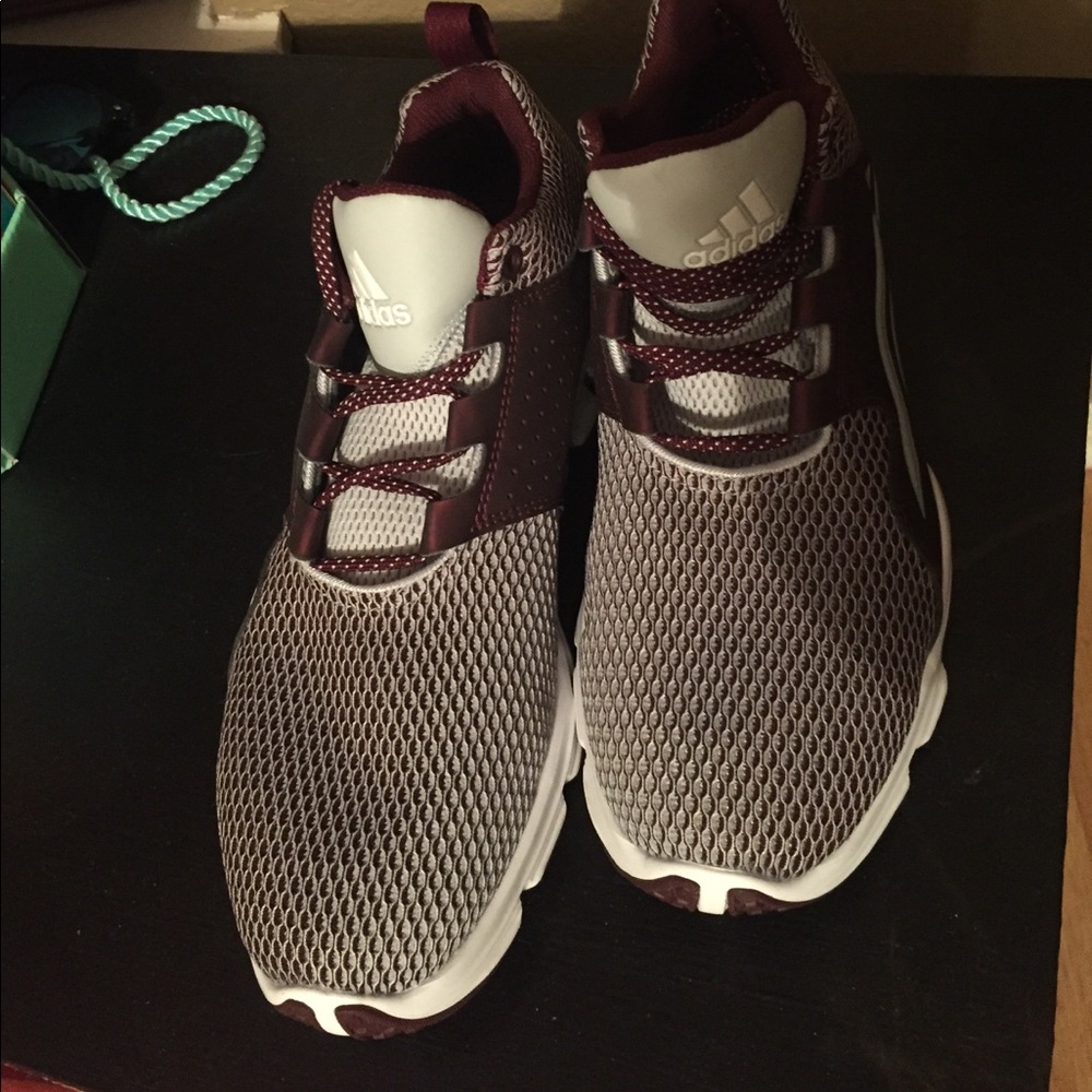 Maroon running shoes