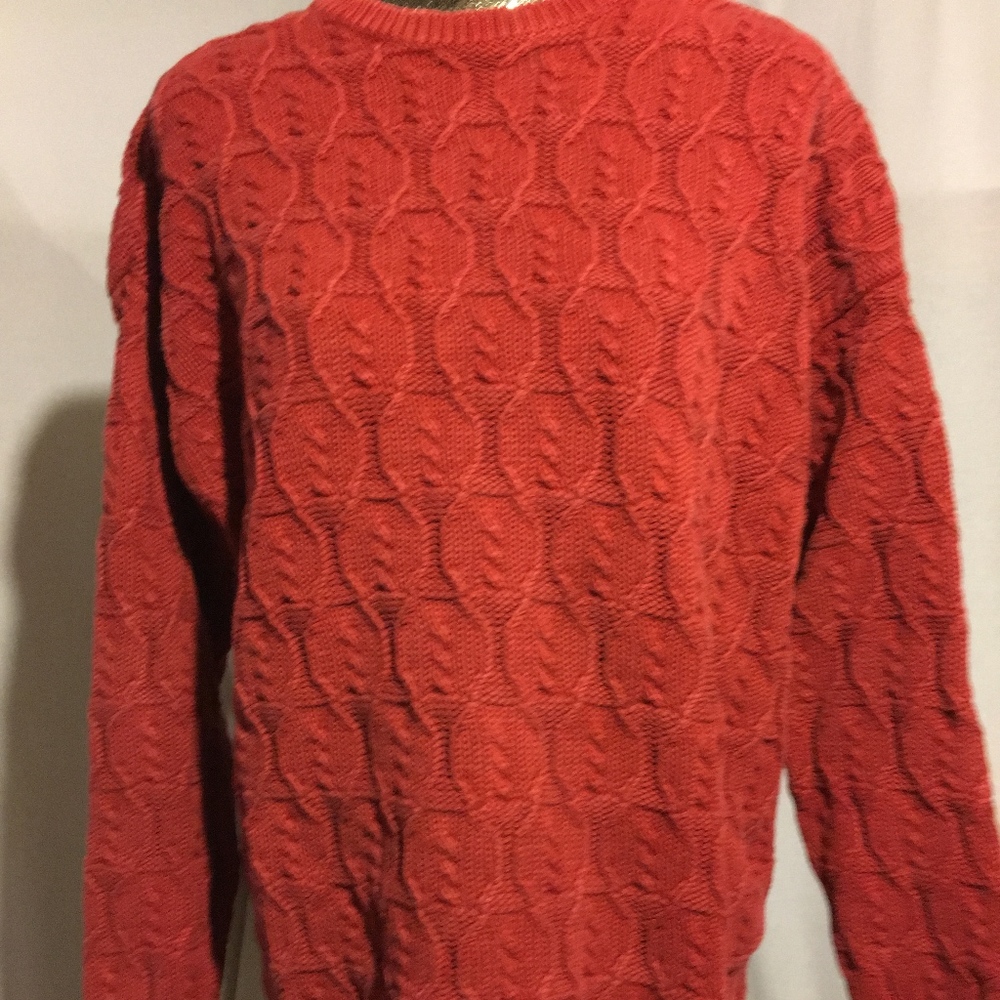 GAP: Burnt Red Warm Cable Knit