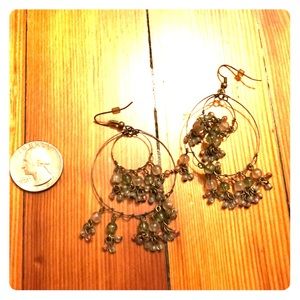 Beaded dangly hoop earrings