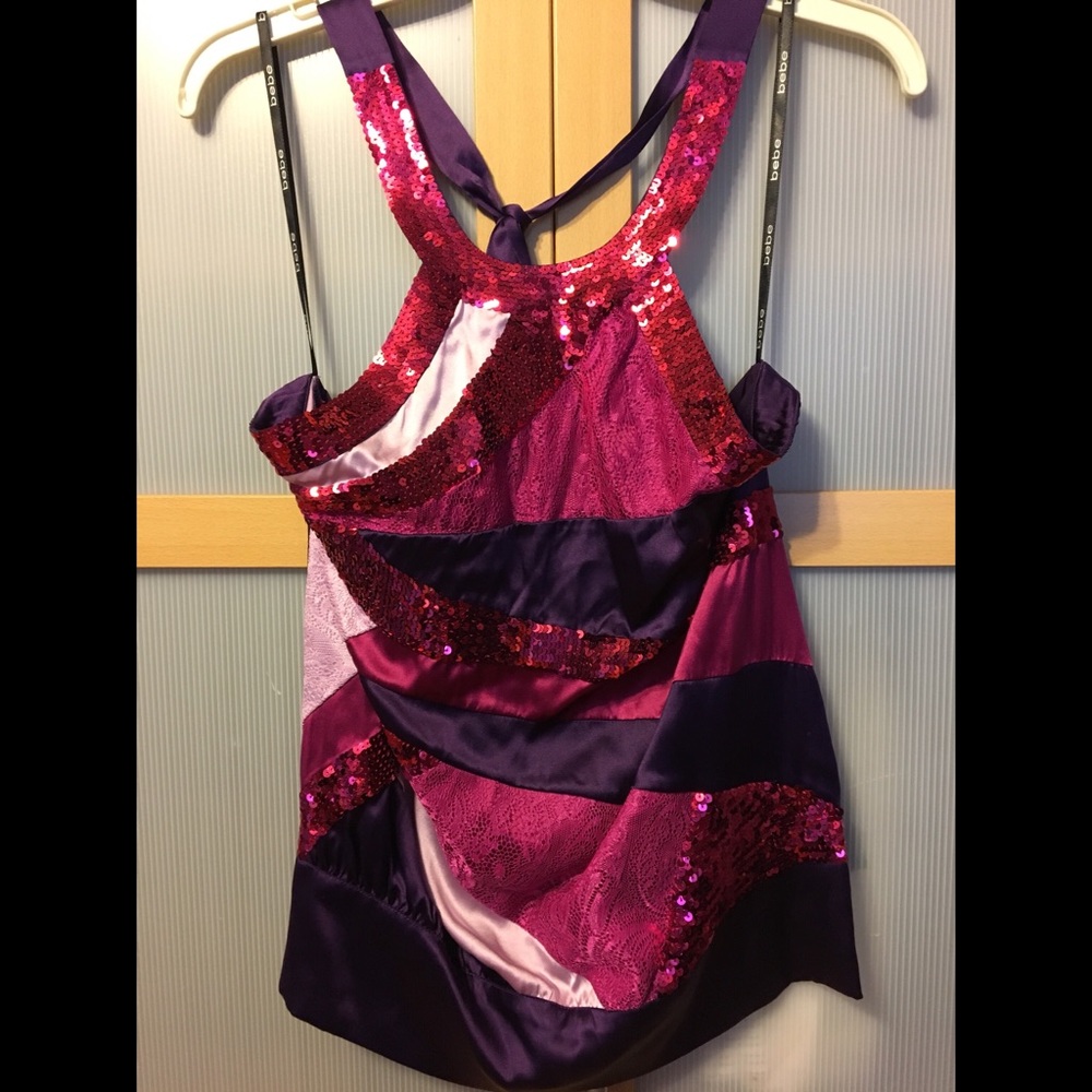 Bebe pink and purple halter top
