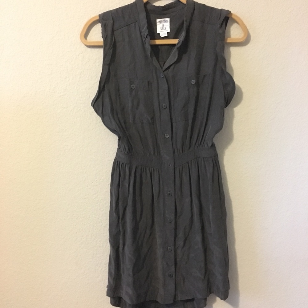 Grey open back button up dress