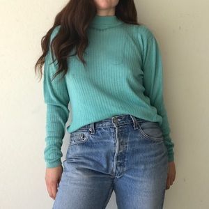 Vintage silk seafoam mock neck shirt Vintage silk seafoam mock neck shirt