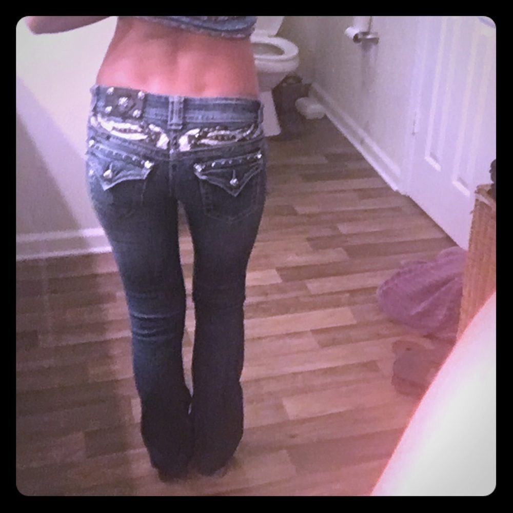 Genuine Miss Me Leather wing jeans