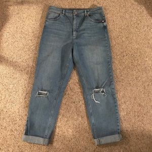 ASOS HIGH-WAISTED RIPPED MOM JEANS CUFFED 32/30