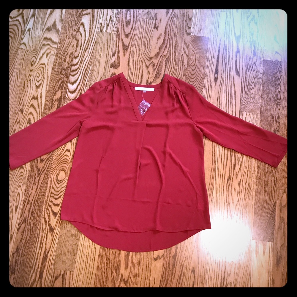 Rust colored log sleeve blouse